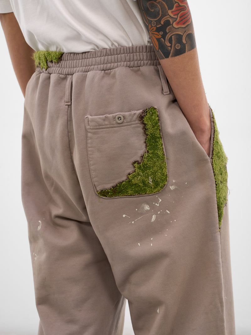 Gray Embroidery & Paint Cotton Sweatpants (37PT356-GREY