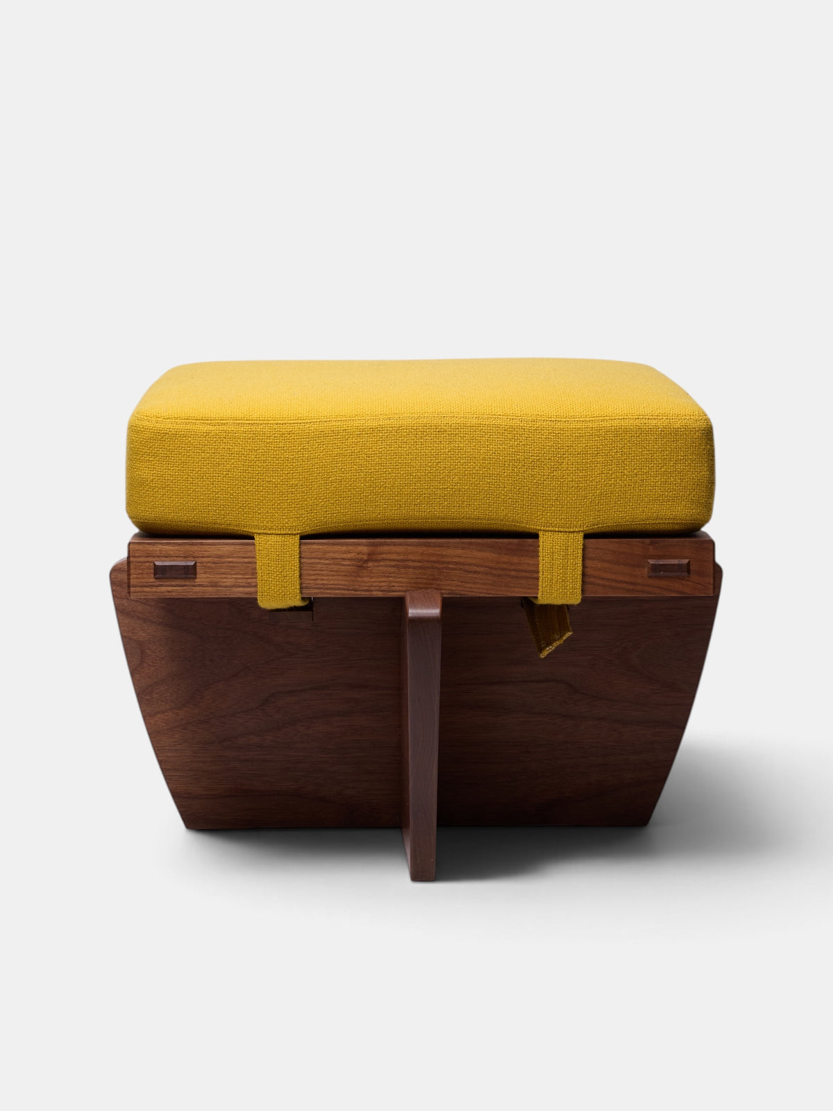 Mustard Cushioned Wooden Stool (STOOL#4-MUSTARD)