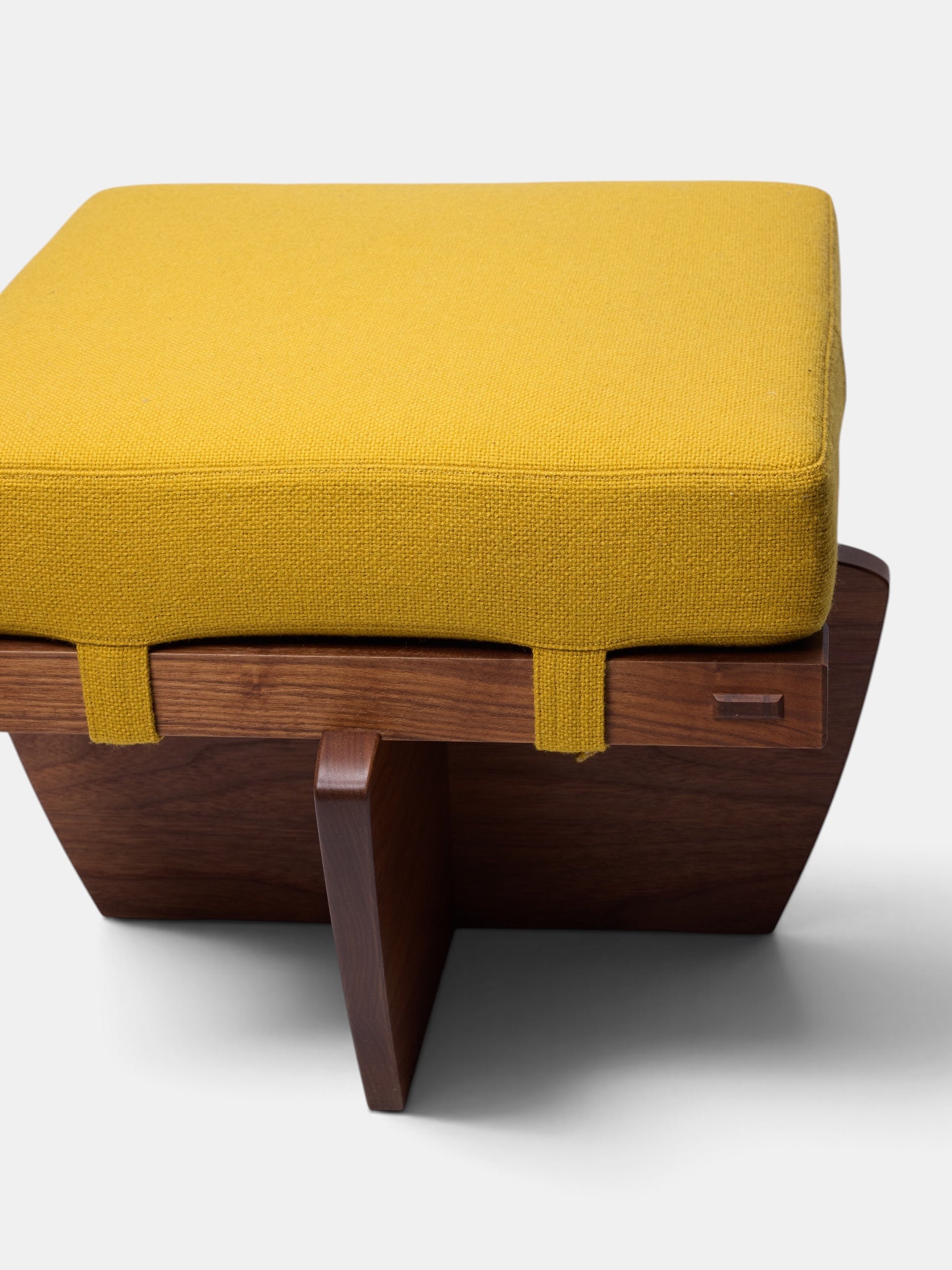 Mustard Cushioned Wooden Stool (STOOL#4-MUSTARD)