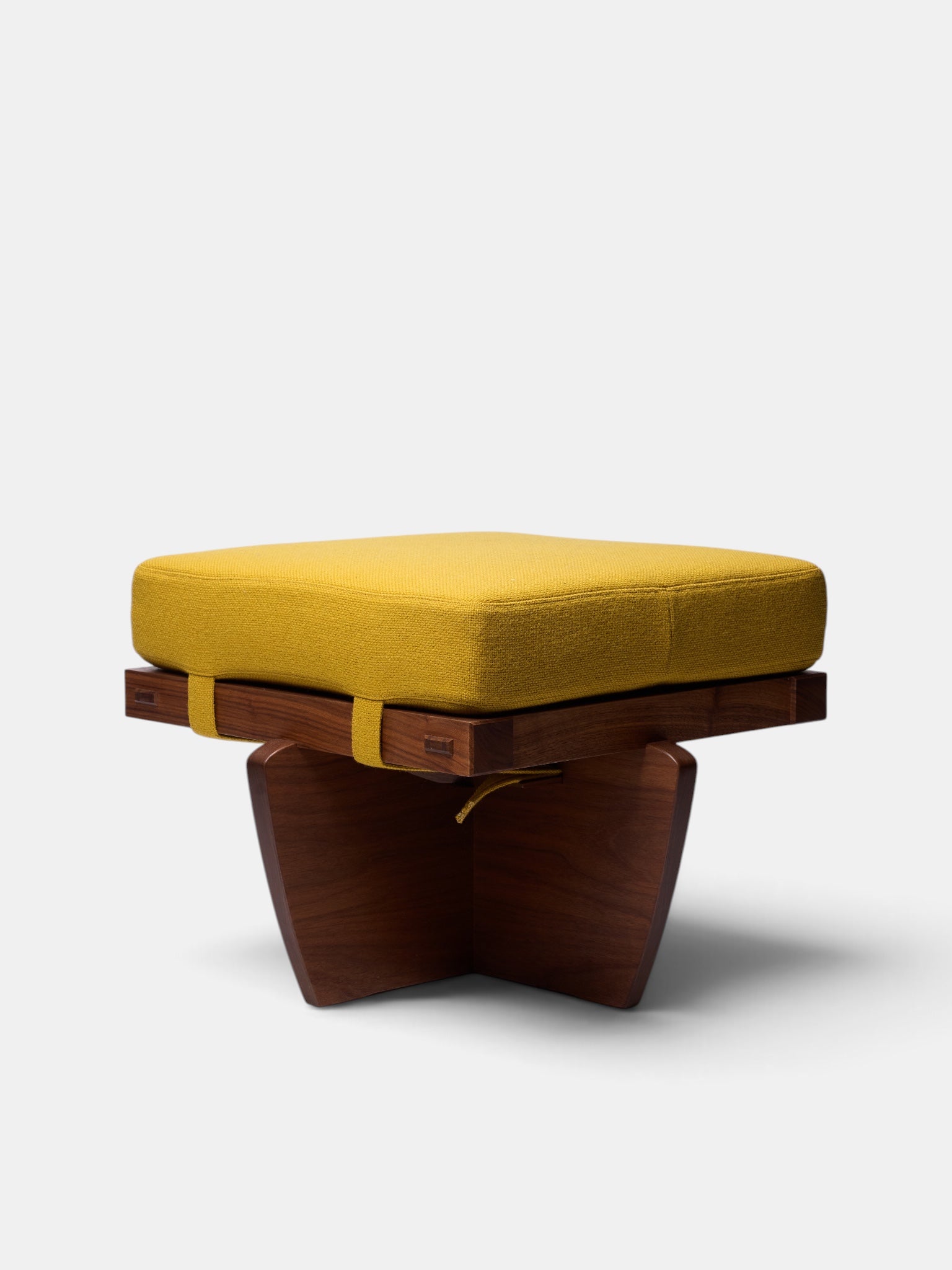 Mustard Cushioned Wooden Stool (STOOL#4-MUSTARD)