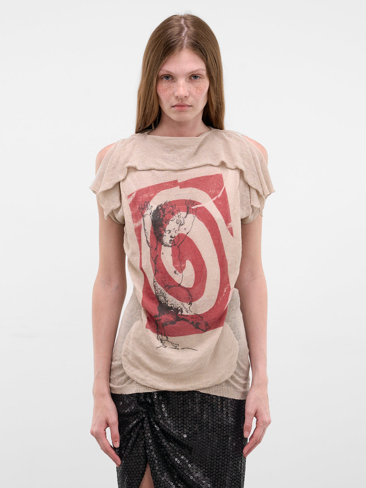 Beige Crinkled Draping Satyr Vest (3803006B-C0090-C403-SAND)