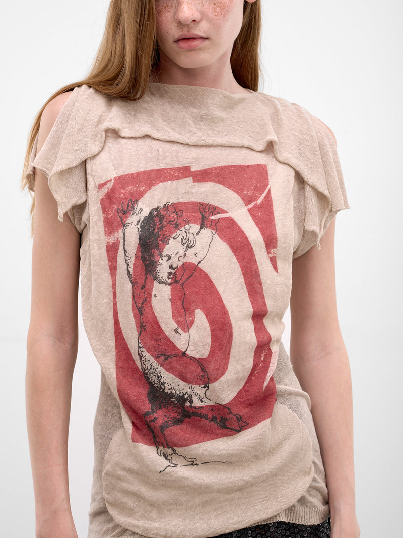 Beige Crinkled Draping Satyr Vest (3803006B-C0090-C403-SAND)