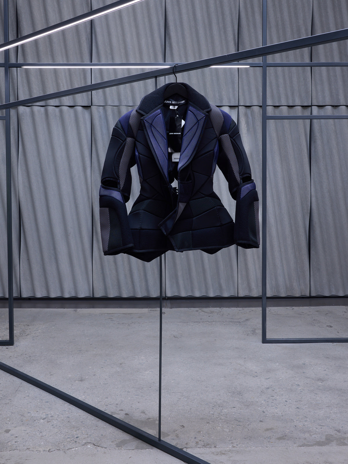 Black Technical Patchwork Padded Blazer (JN-J011-051-BLACK-GREY)