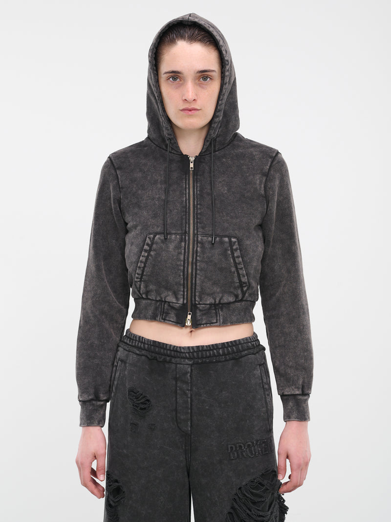 Distressed Zip Hoodie (3941W51D-BROWN)