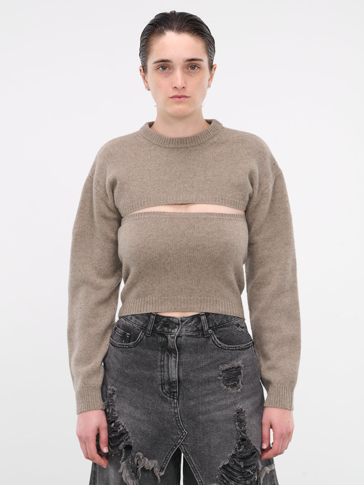 Slit Knit Sweater (3951W05A-BEIGE)