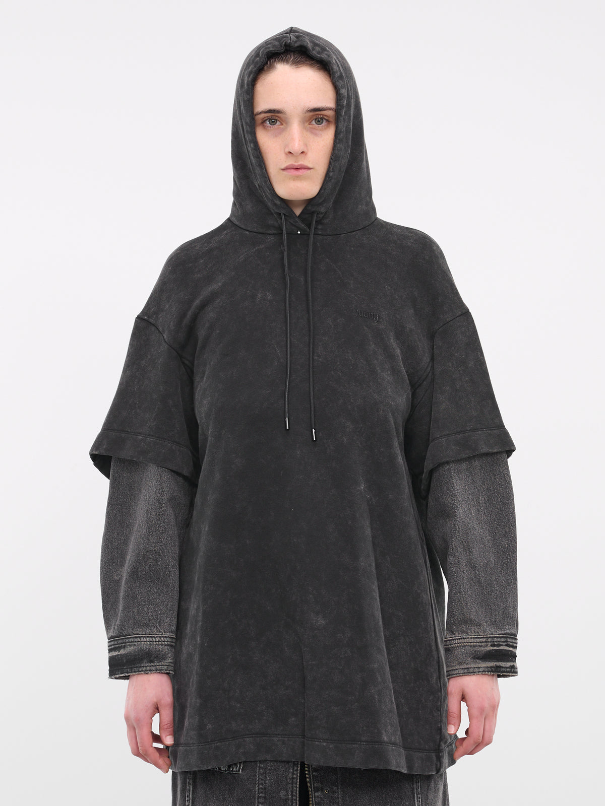 Layered Denim Hoodie (3971W504-ASH)