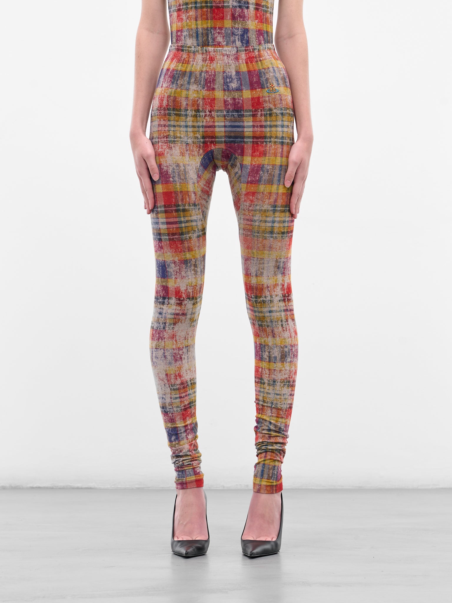 Red Distressed Tartan Leggings (3J010006-J009Y-O320-TARTAN)