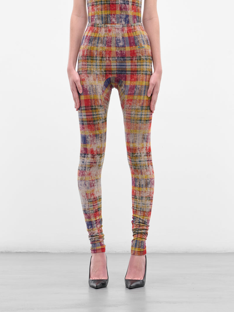 Red Distressed Tartan Leggings (3J010006-J009Y-O320-TARTAN)