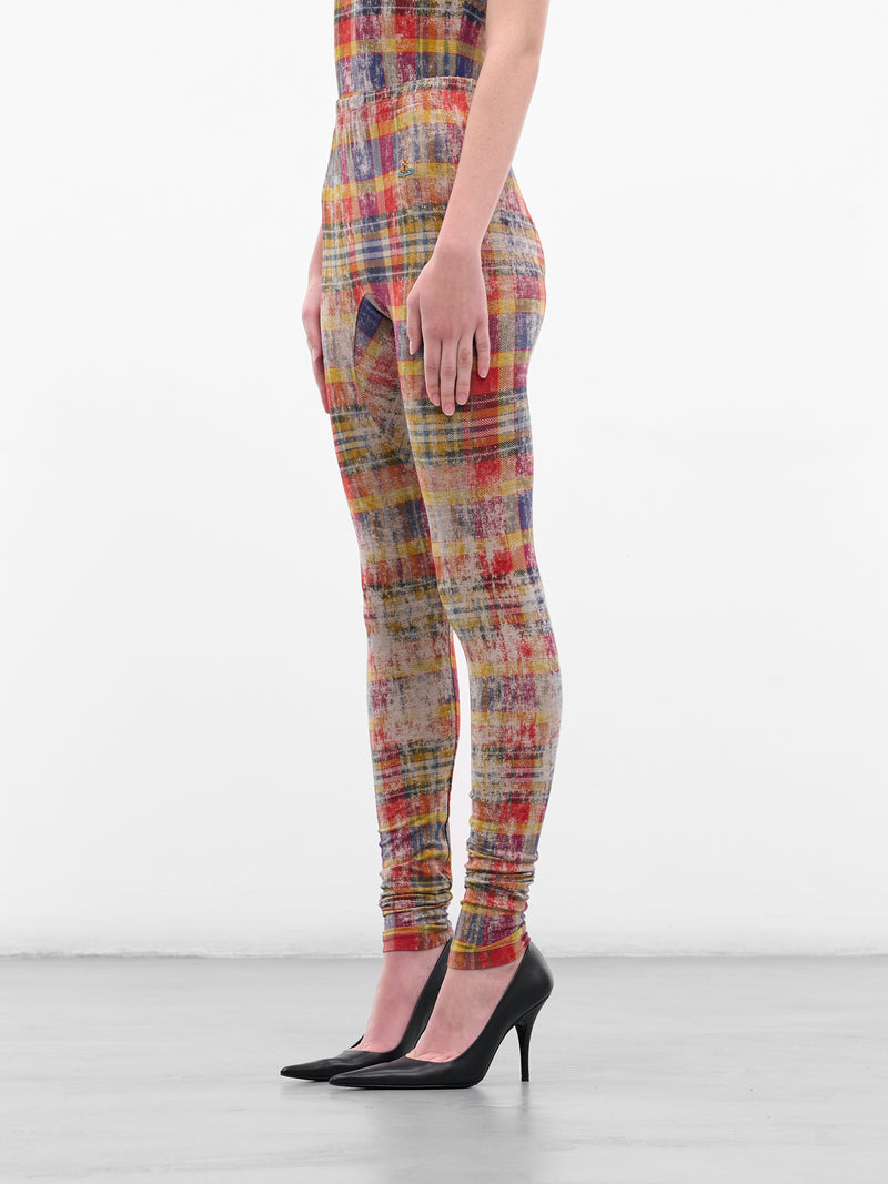 Red Distressed Tartan Leggings (3J010006-J009Y-O320-TARTAN)