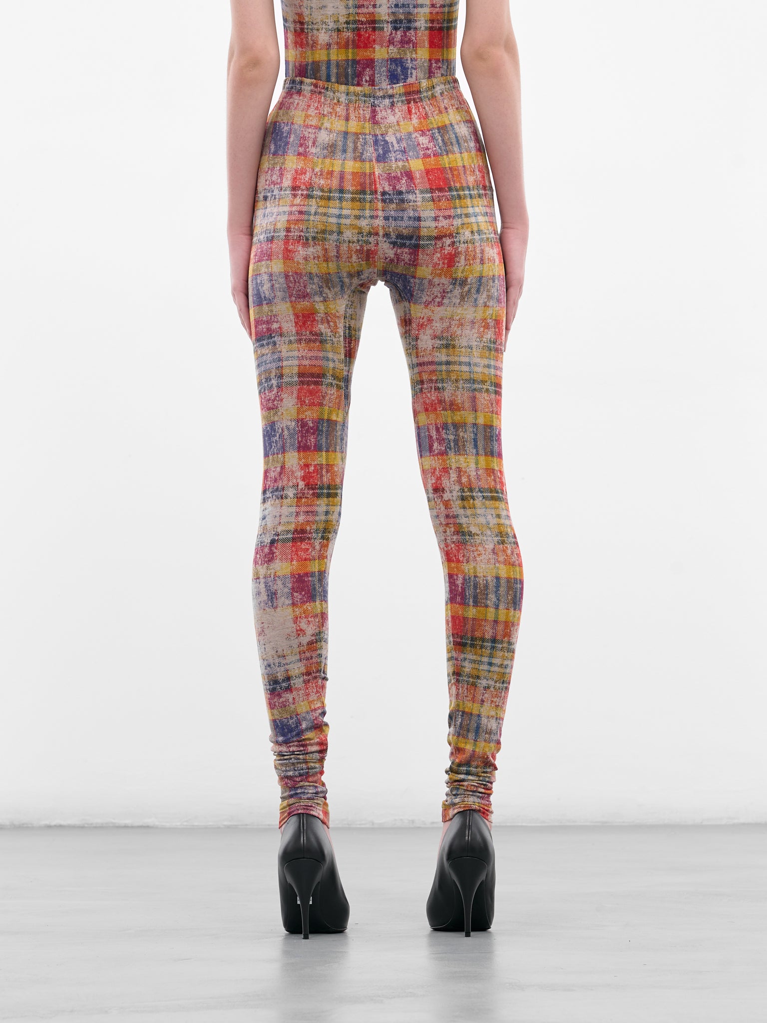 Red Distressed Tartan Leggings (3J010006-J009Y-O320-TARTAN)