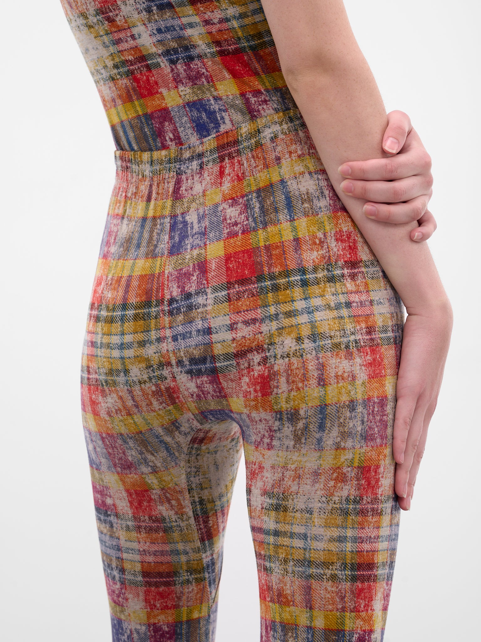 Red Distressed Tartan Leggings (3J010006-J009Y-O320-TARTAN)