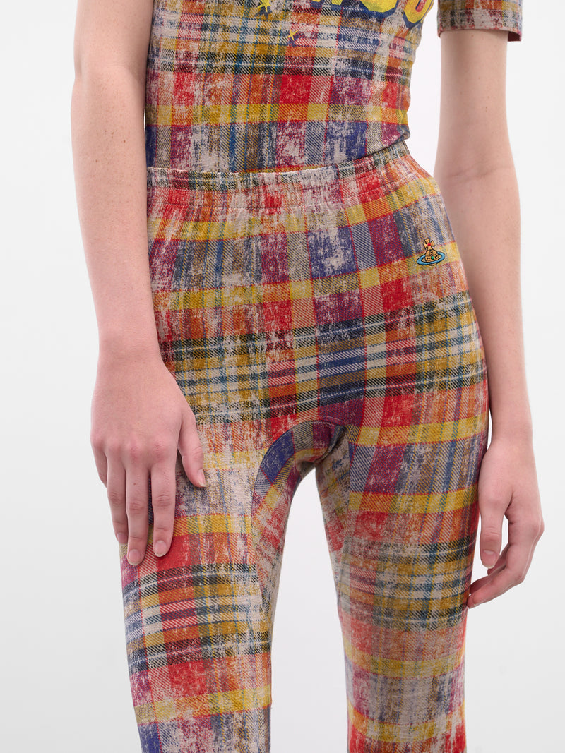 Red Distressed Tartan Leggings (3J010006-J009Y-O320-TARTAN)