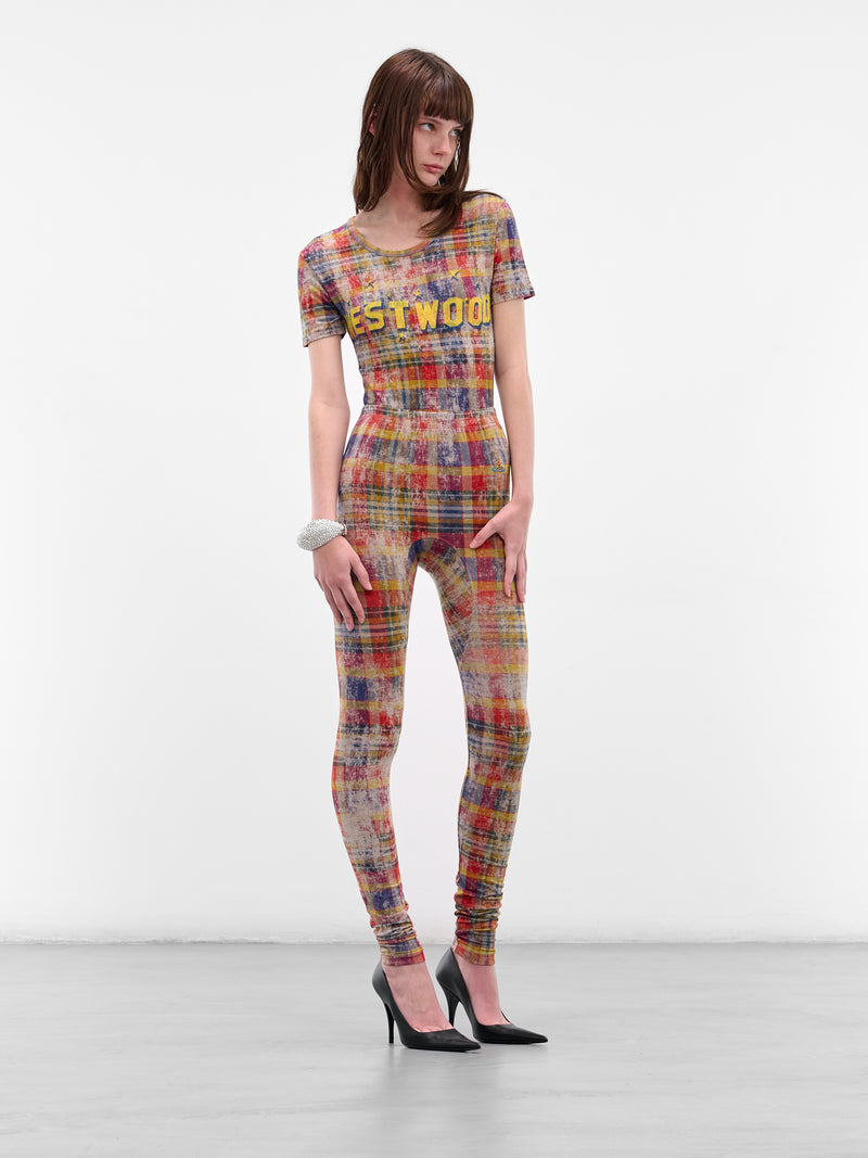 Red Distressed Tartan Leggings (3J010006-J009Y-O320-TARTAN)