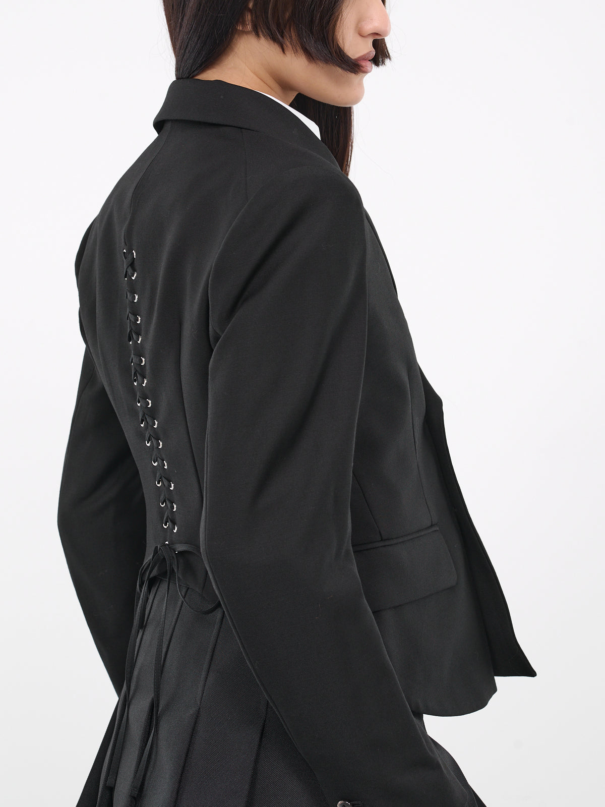 Lace-Up Blazer (3L-J006-051-BLACK)