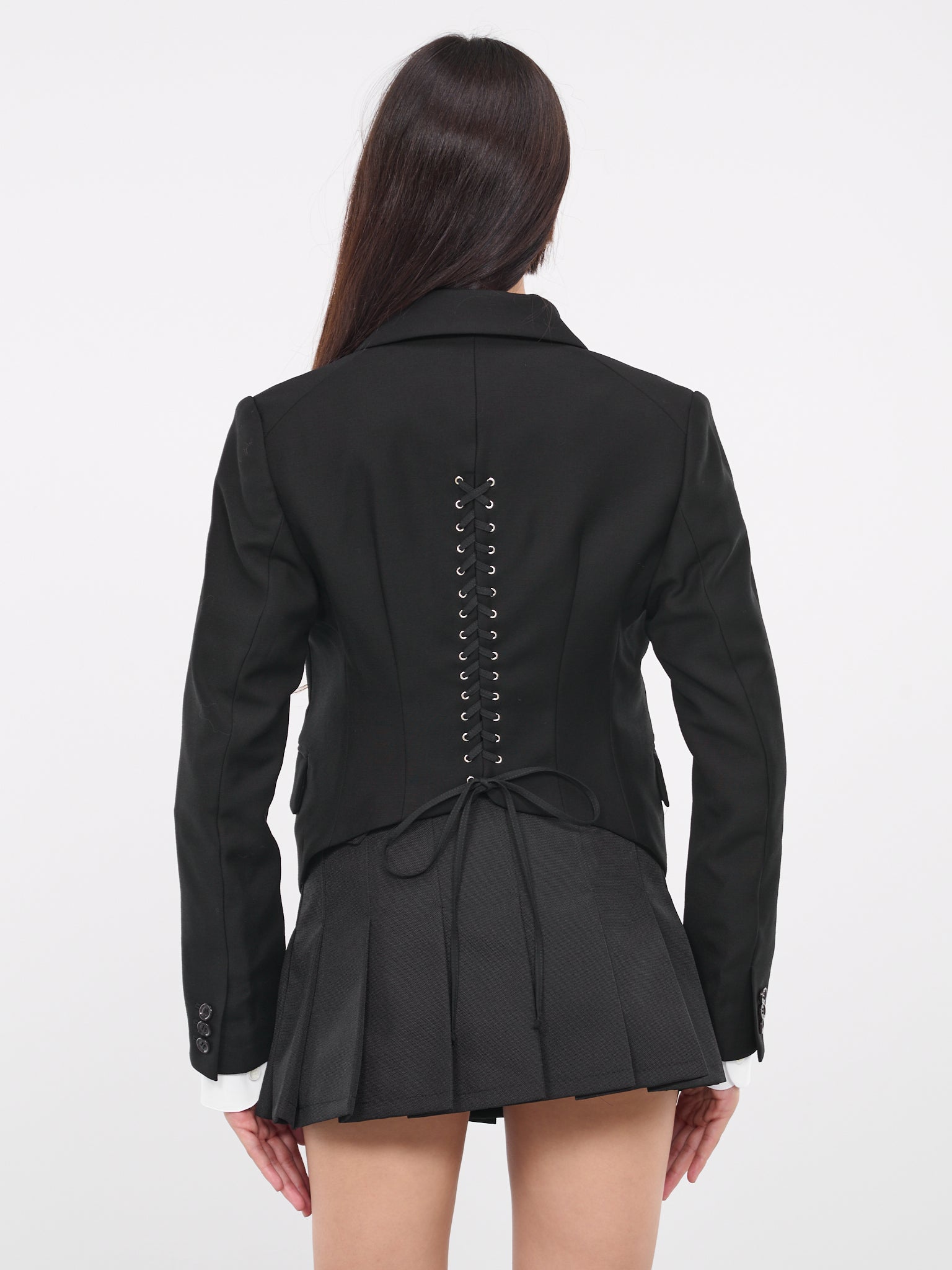 Lace-Up Blazer (3L-J006-051-BLACK)