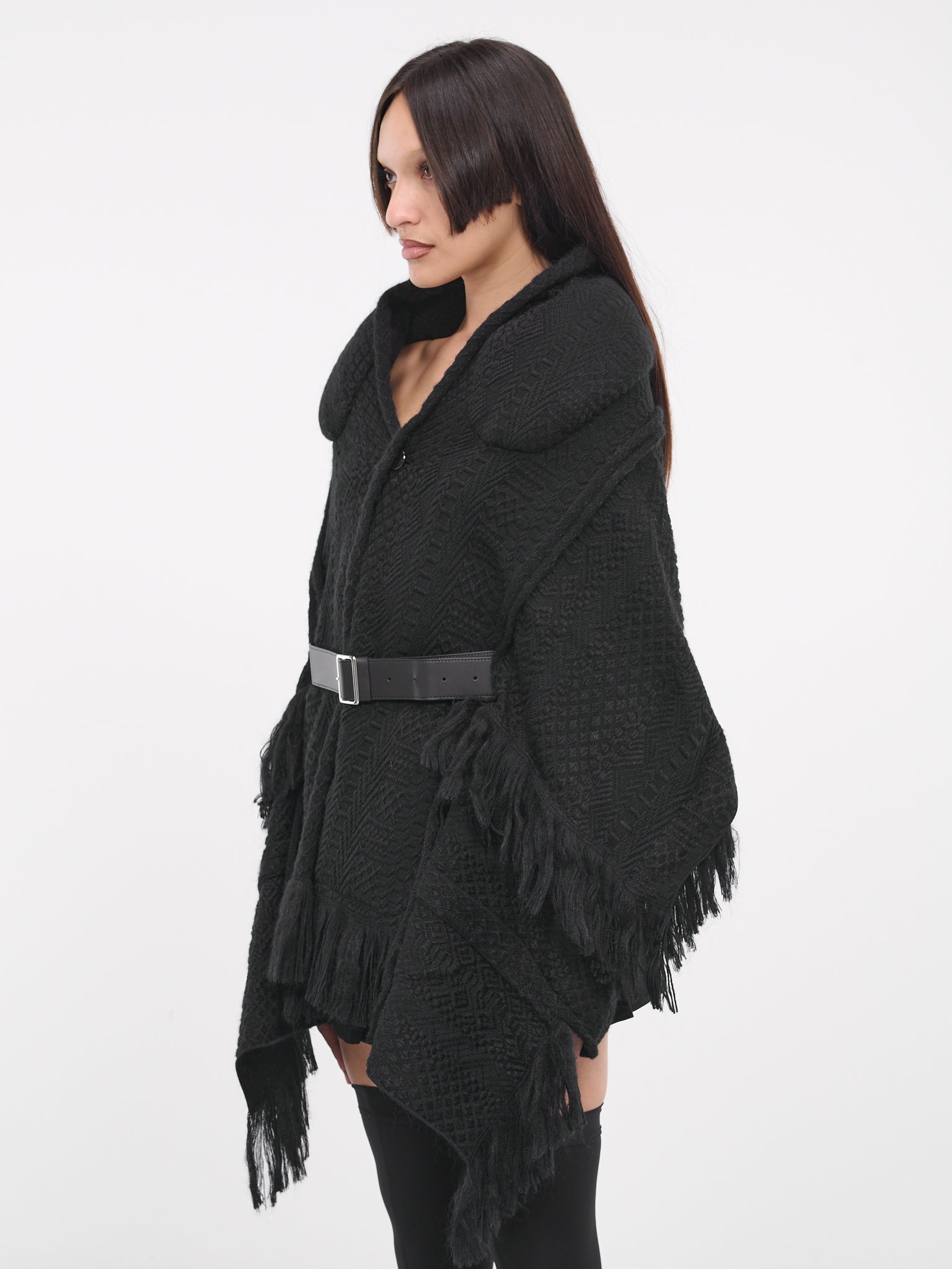 Knit Belted Jacket (3L-J010-051-BLACK)