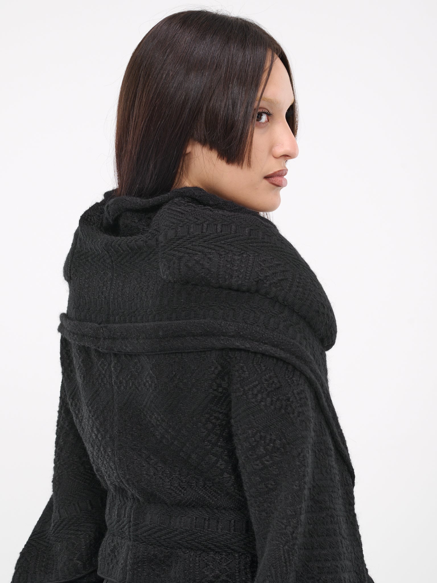 Knit Belted Jacket (3L-J010-051-BLACK)