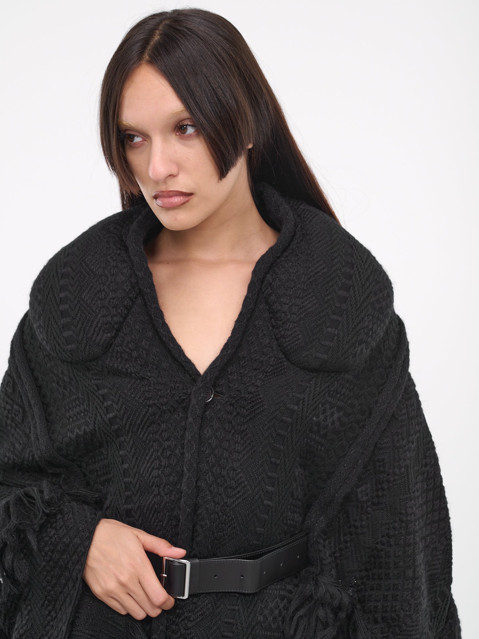 Knit Belted Jacket (3L-J010-051-BLACK)