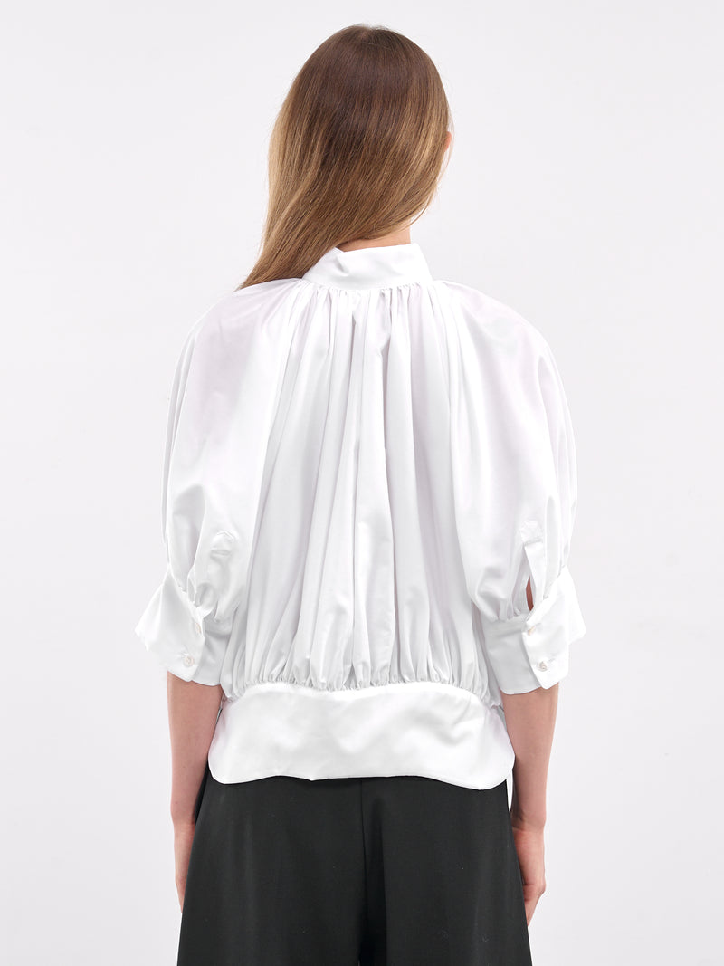 Shirred Cotton Blouse (3O-B019-S25-WHITE)