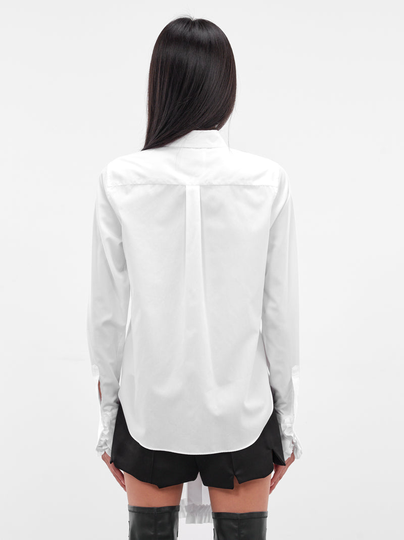 White Ruffled Hem Button-Up Shirt (3P-B010-WHITE)