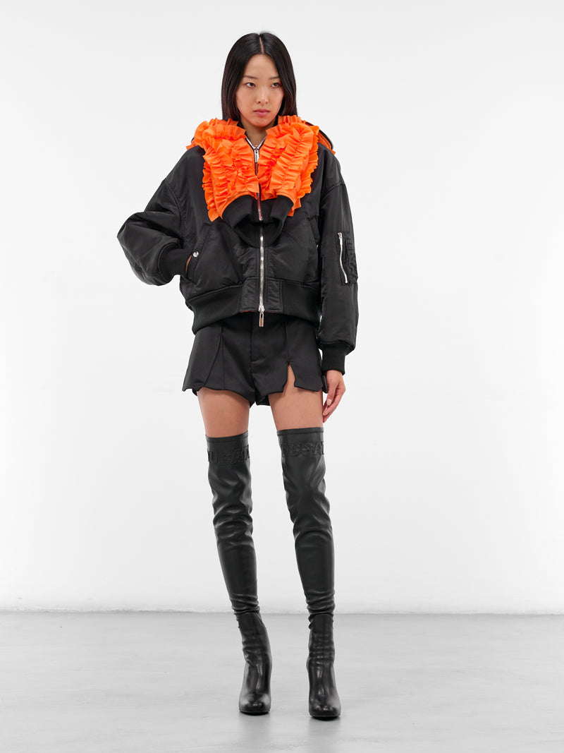 Black Nylon Deconstructed Bomber Jacket (3P-J013-BLACK)