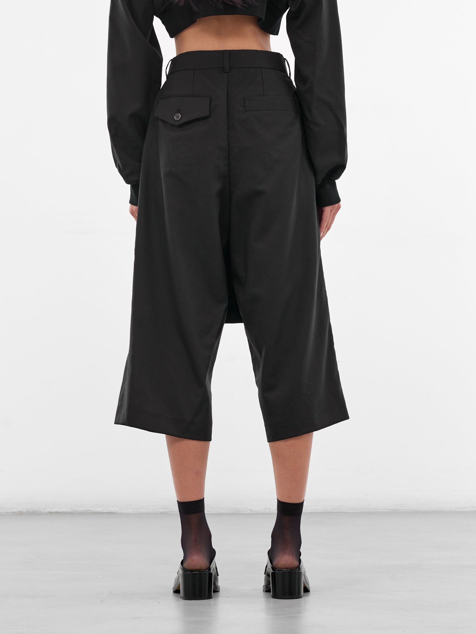 Black Wool Layered Skirt Pants (3P-P008-BLACK)