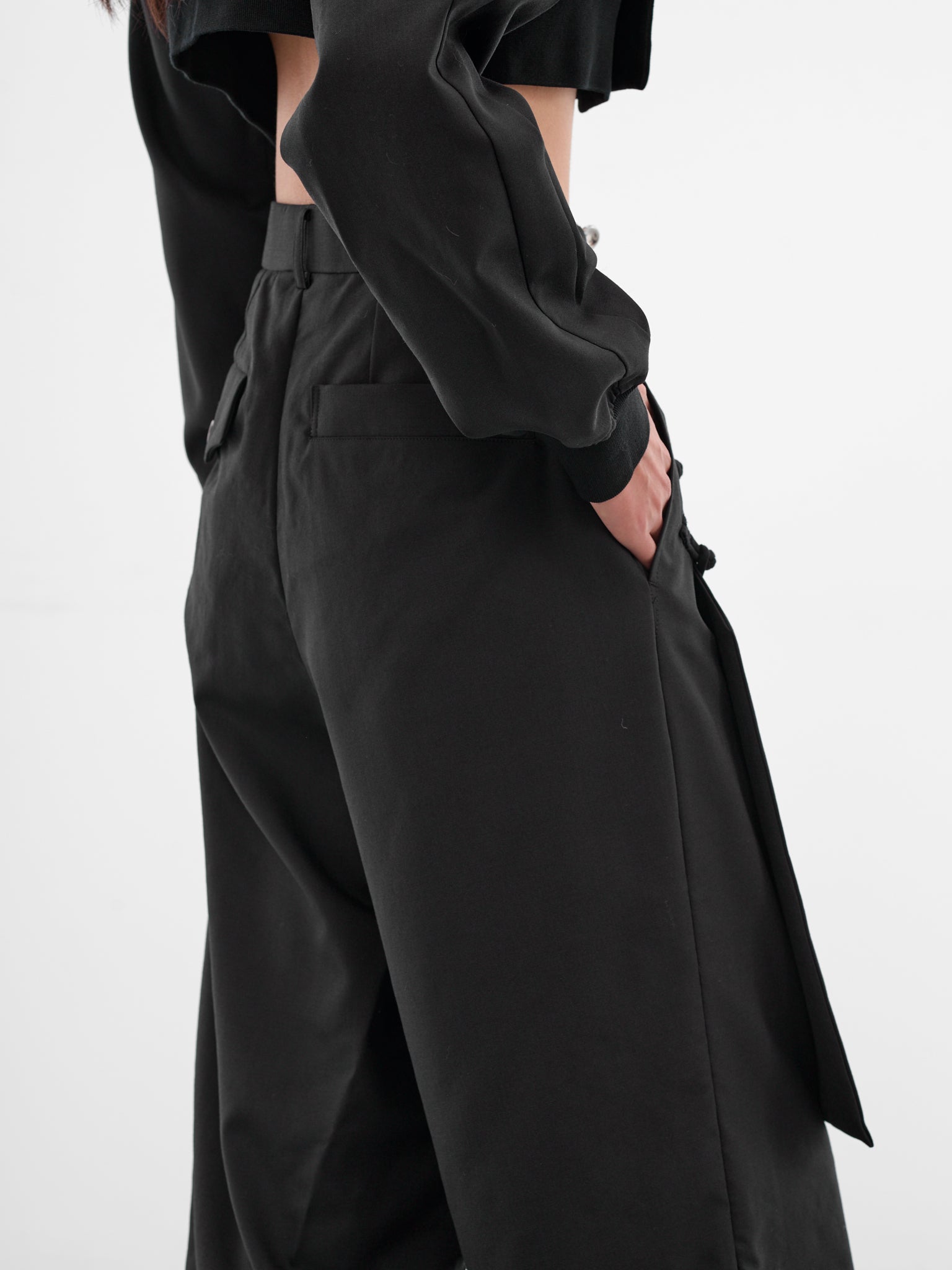 Black Wool Layered Skirt Pants (3P-P008-BLACK)