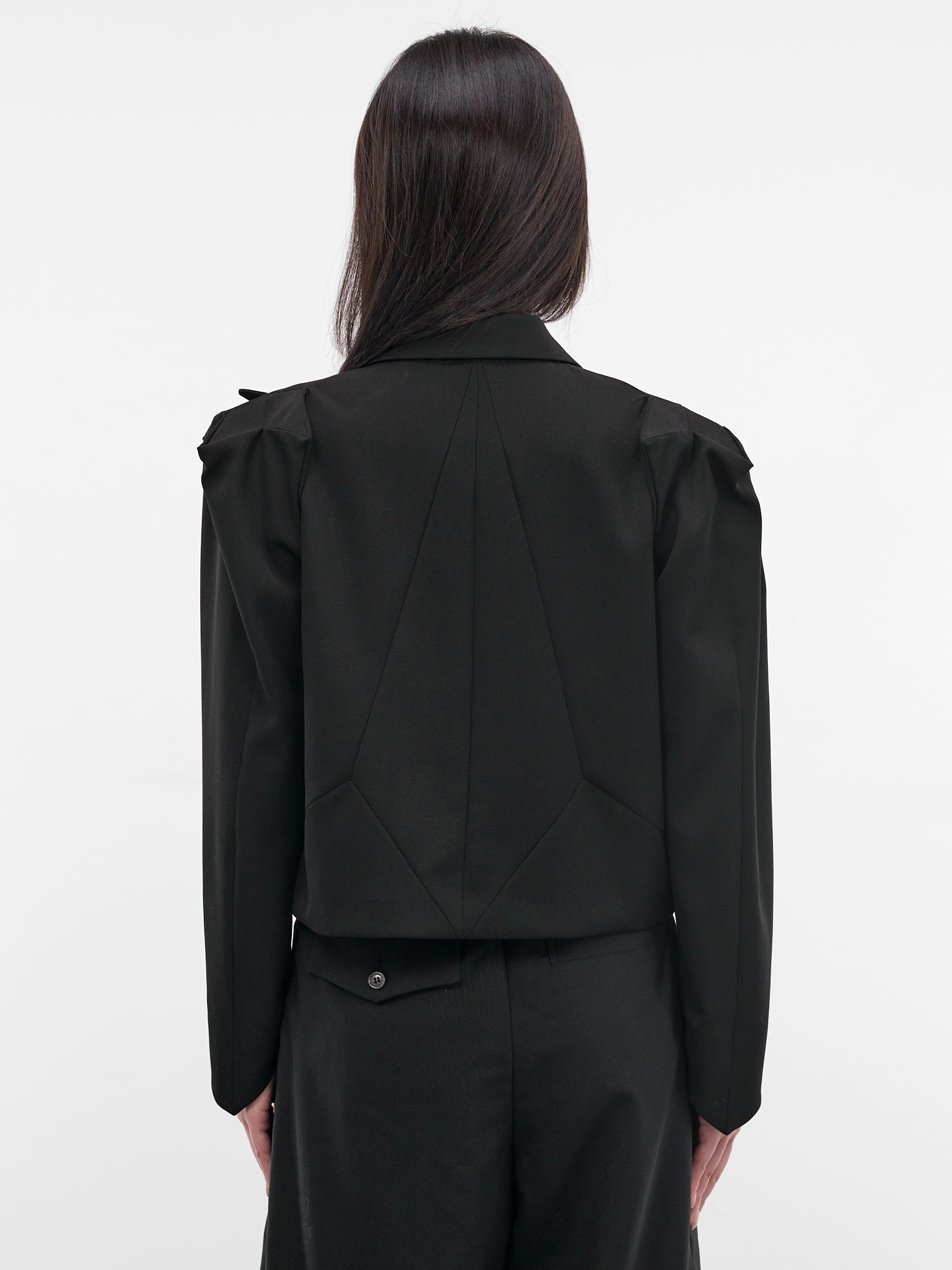 Black Star-Shaped Lapel Blazer (3Q-J003-S26-BLACK)
