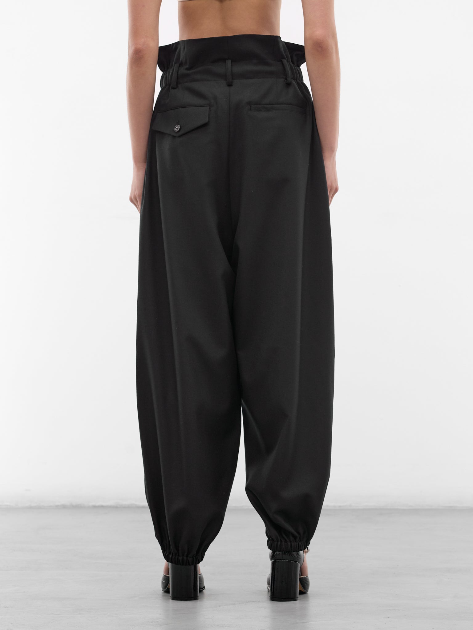 Black Wool Pleated Wide Trousers (3Q-P003-S26-BLACK)