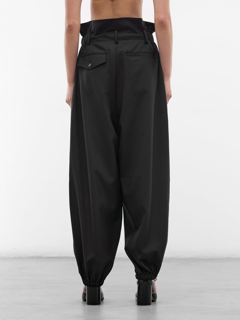 Black Wool Pleated Wide Trousers (3Q-P003-S26-BLACK)