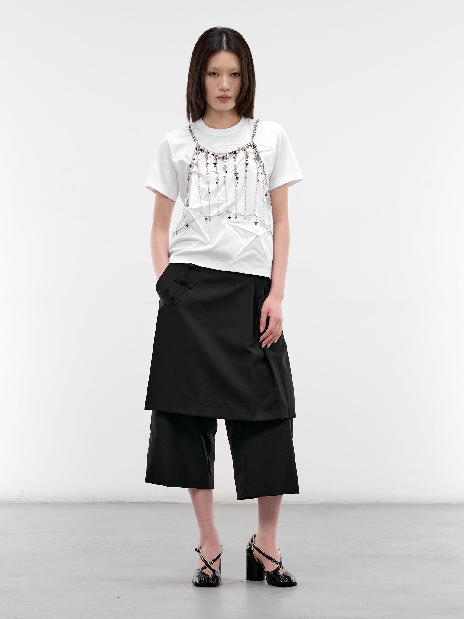 White 3D Star Paneled Tee (3Q-T006-S26-WHITE)