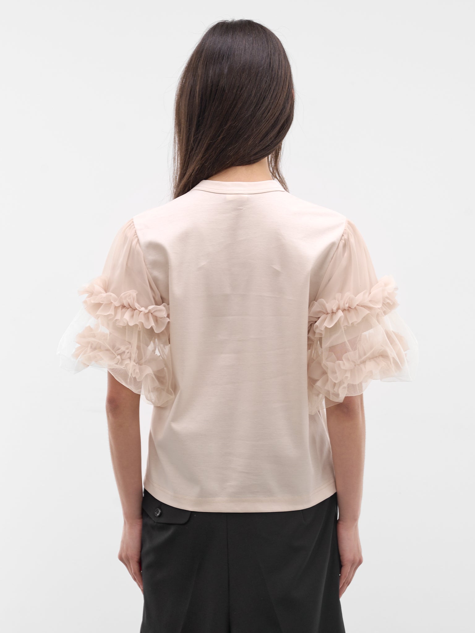 Beige Ruffle Tulle Tee (3Q-T012-S26-BEIGE)