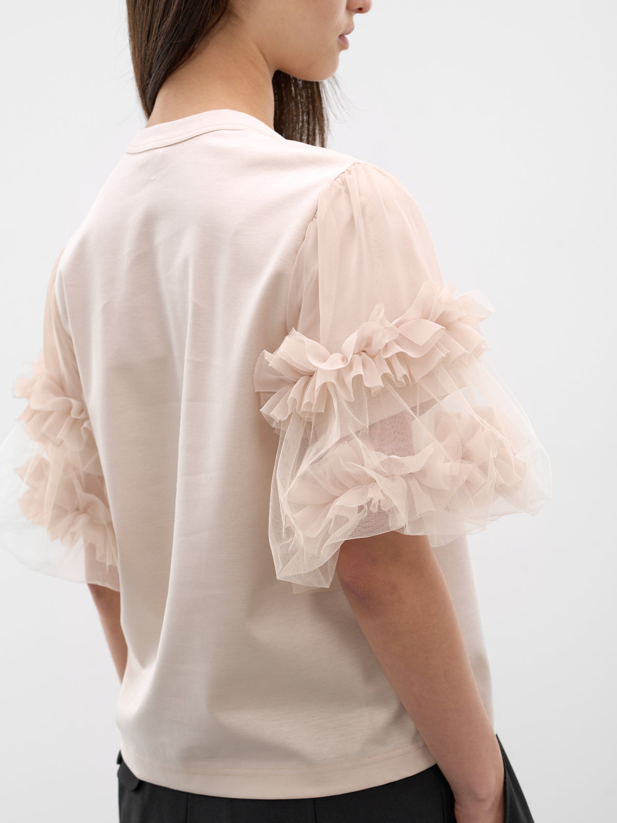 Beige Ruffle Tulle Tee (3Q-T012-S26-BEIGE)