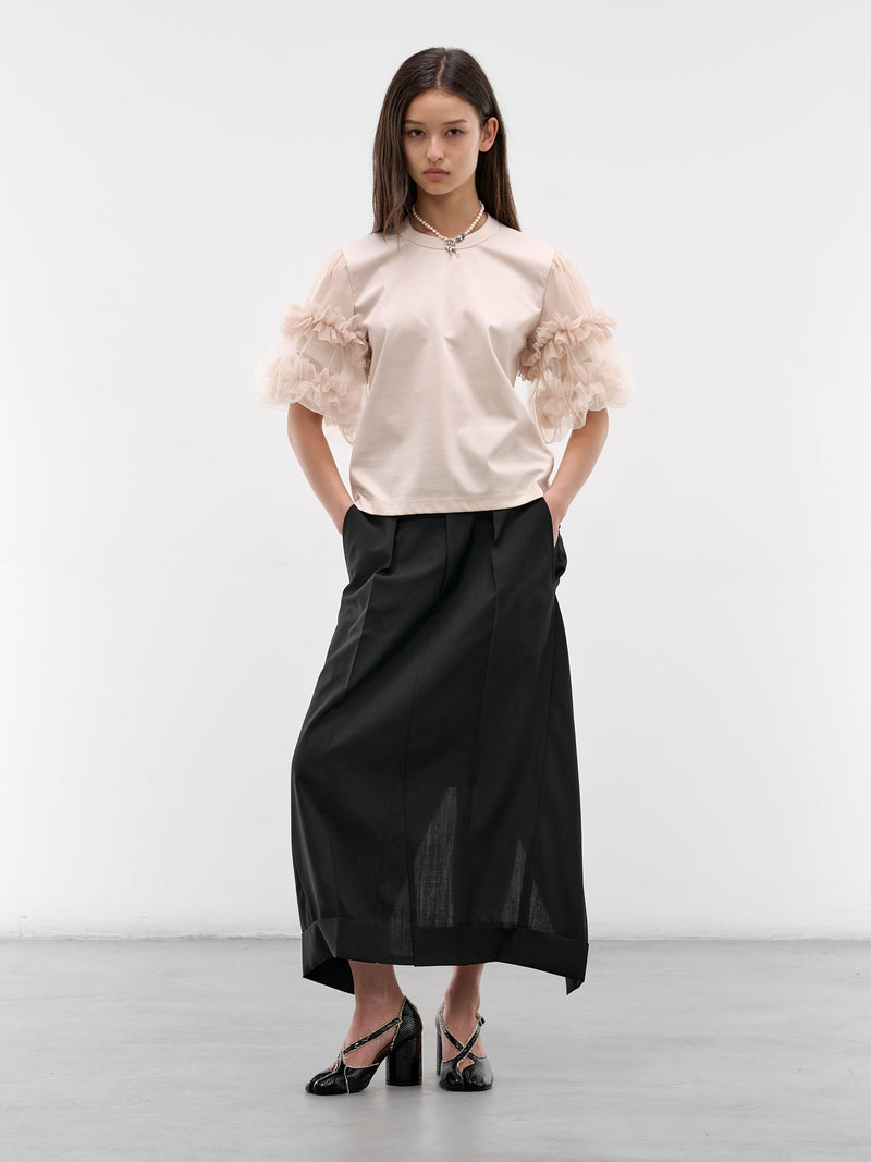 Beige Ruffle Tulle Tee (3Q-T012-S26-BEIGE)