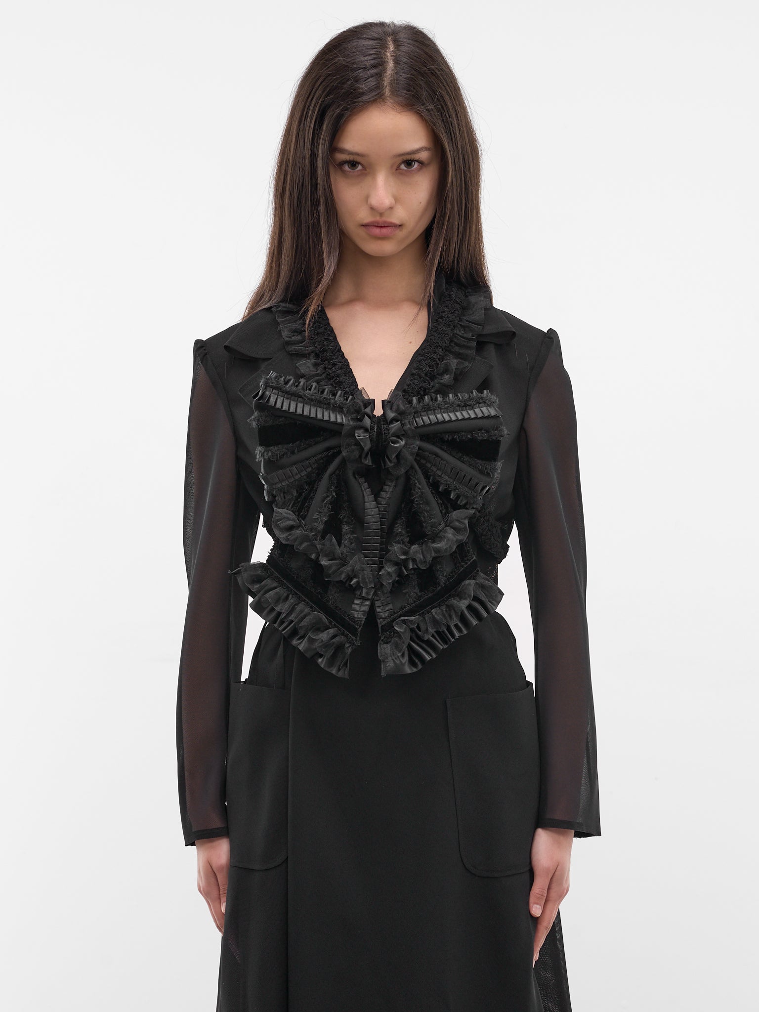 Black Sculptural Bow Tailored Jacket (3Q-V012-S26-BLACK)
