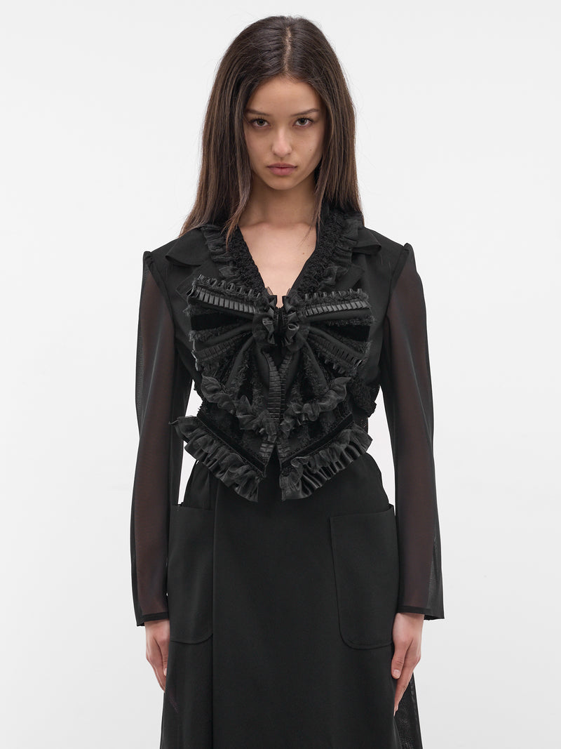 Black Sculptural Bow Tailored Jacket (3Q-V012-S26-BLACK)