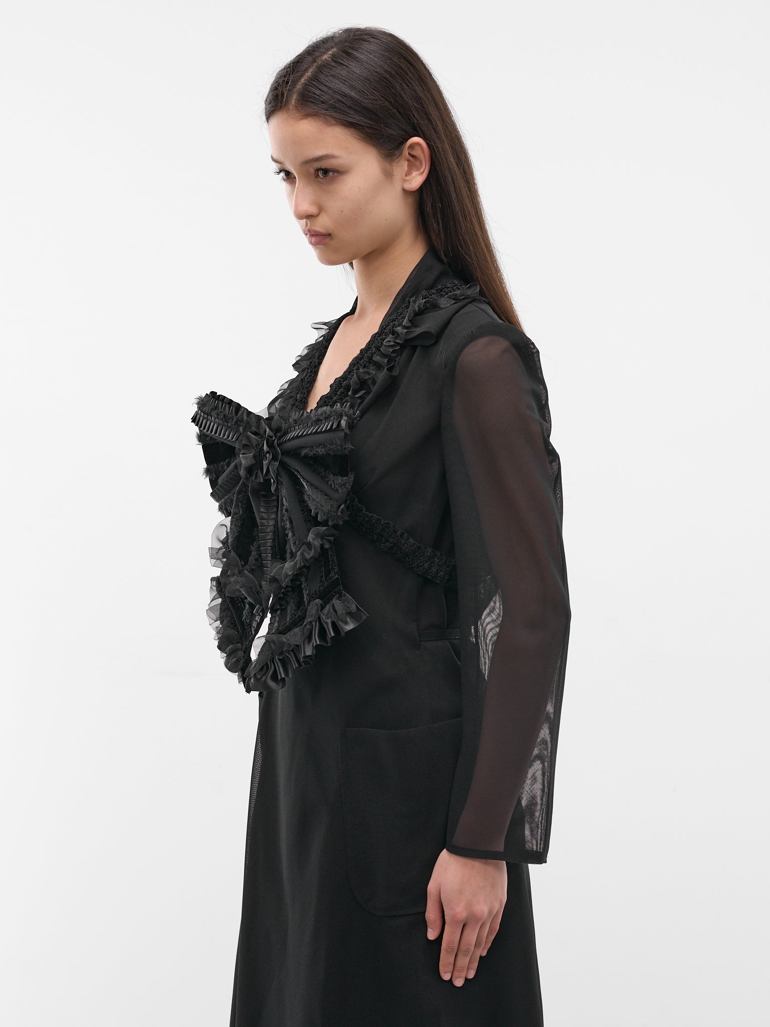 Black Sculptural Bow Tailored Jacket (3Q-V012-S26-BLACK)