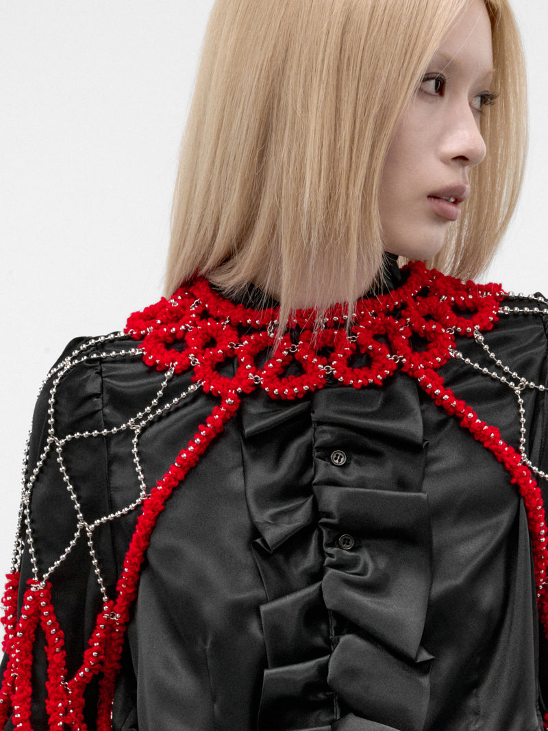 Red Beaded Net Layering Sleeves (3R-J002-W26-RED)