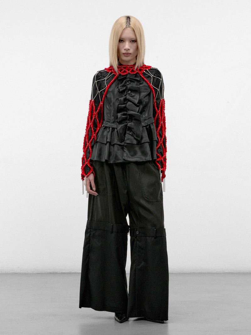 Red Beaded Net Layering Sleeves (3R-J002-W26-RED)
