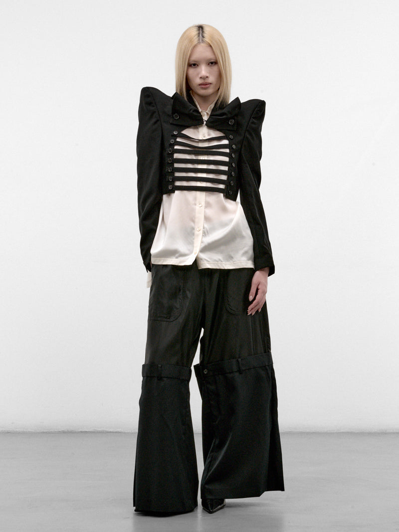 Black Cropped Pointed Shoulders Jacket (3R-J005-W26-BLACK)