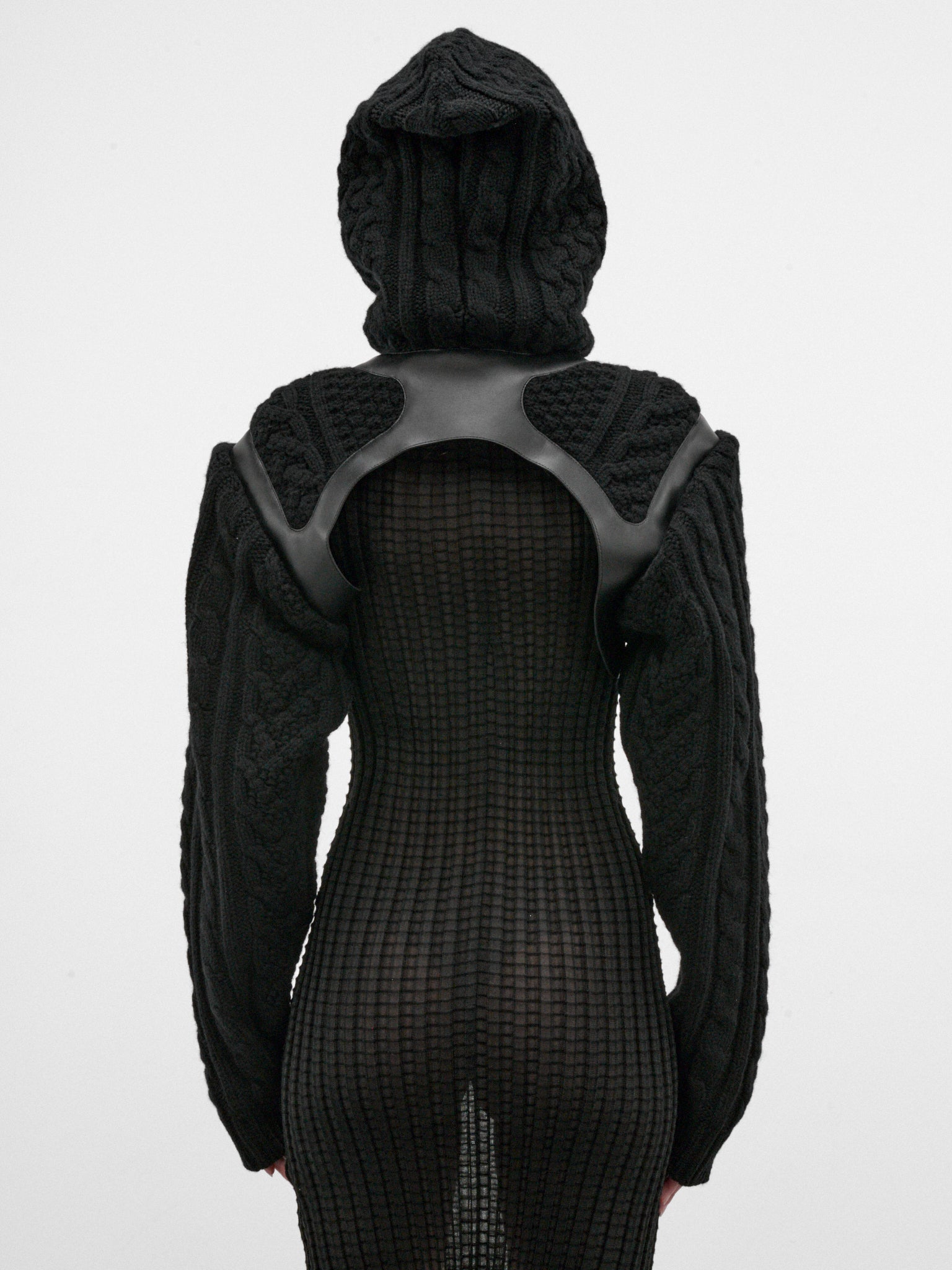 Black Wool Harness Bolero Sweater (3R-N009-W26-BLACK-BLACK)