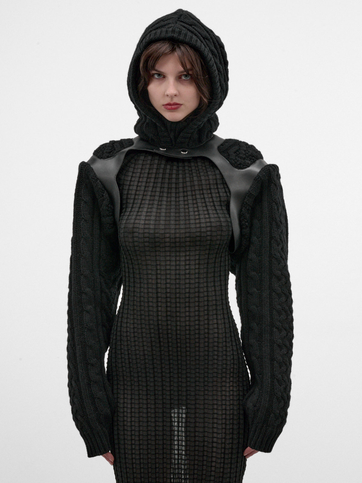 Black Wool Harness Bolero Sweater (3R-N009-W26-BLACK-BLACK)