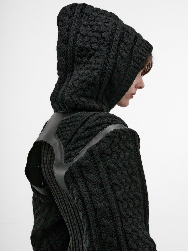 Black Wool Harness Bolero Sweater (3R-N009-W26-BLACK-BLACK)
