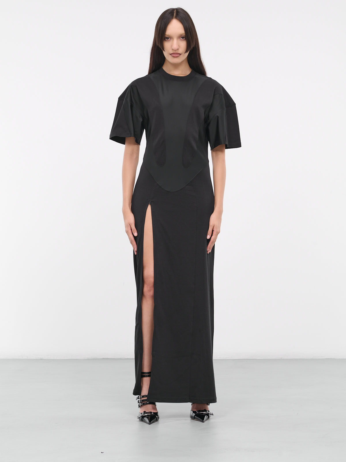 T-Shirt Slit Dress (3R01500681-BLACK)