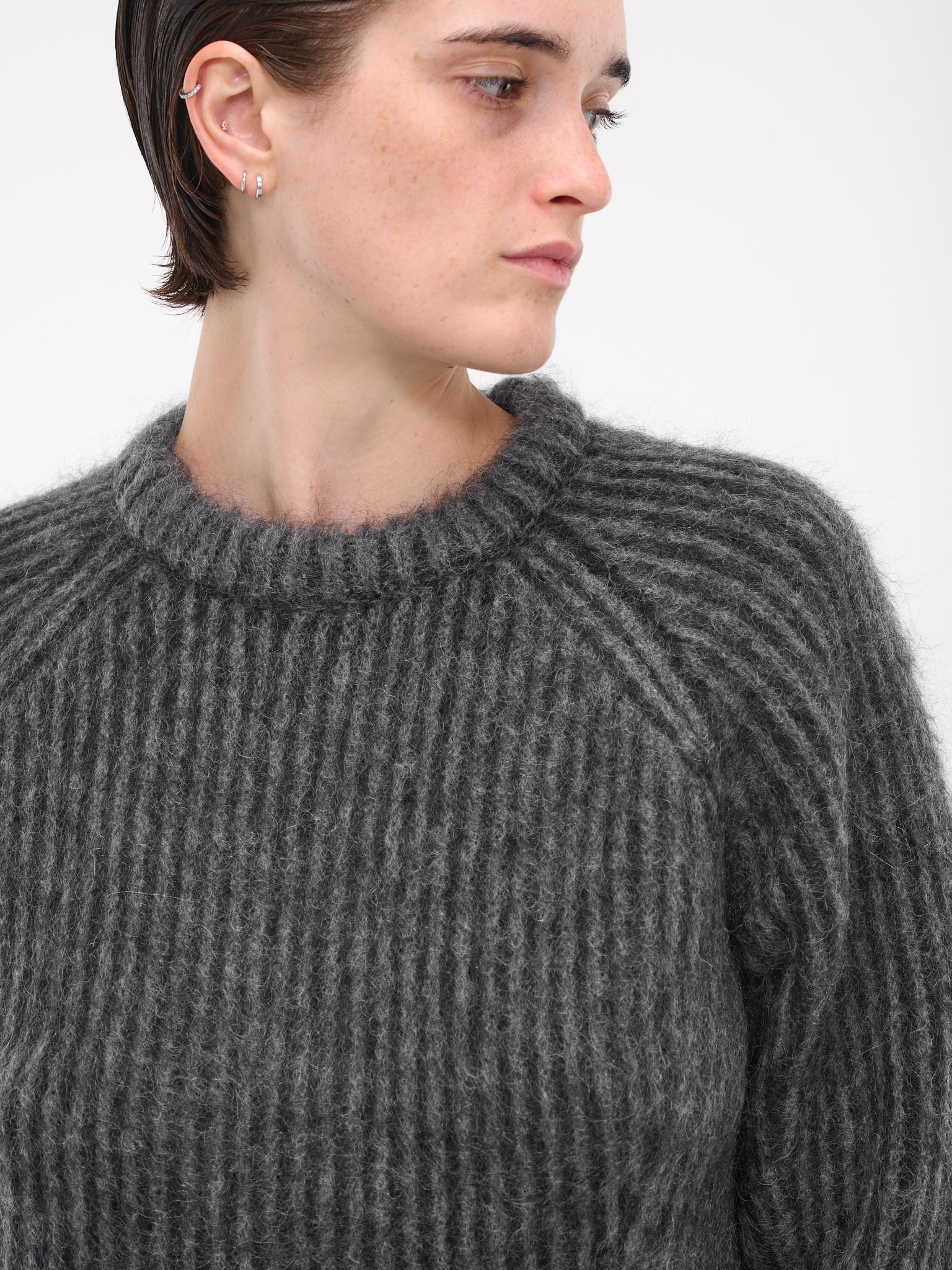 Distressed Knit Sweater (3Y51W013-GREY)