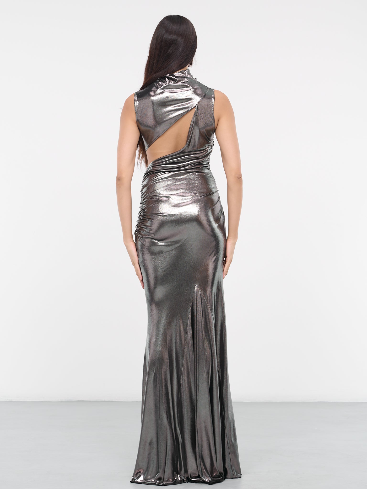 Laminated Drape Dress (4-4A074A-N0992-ARGENTO)