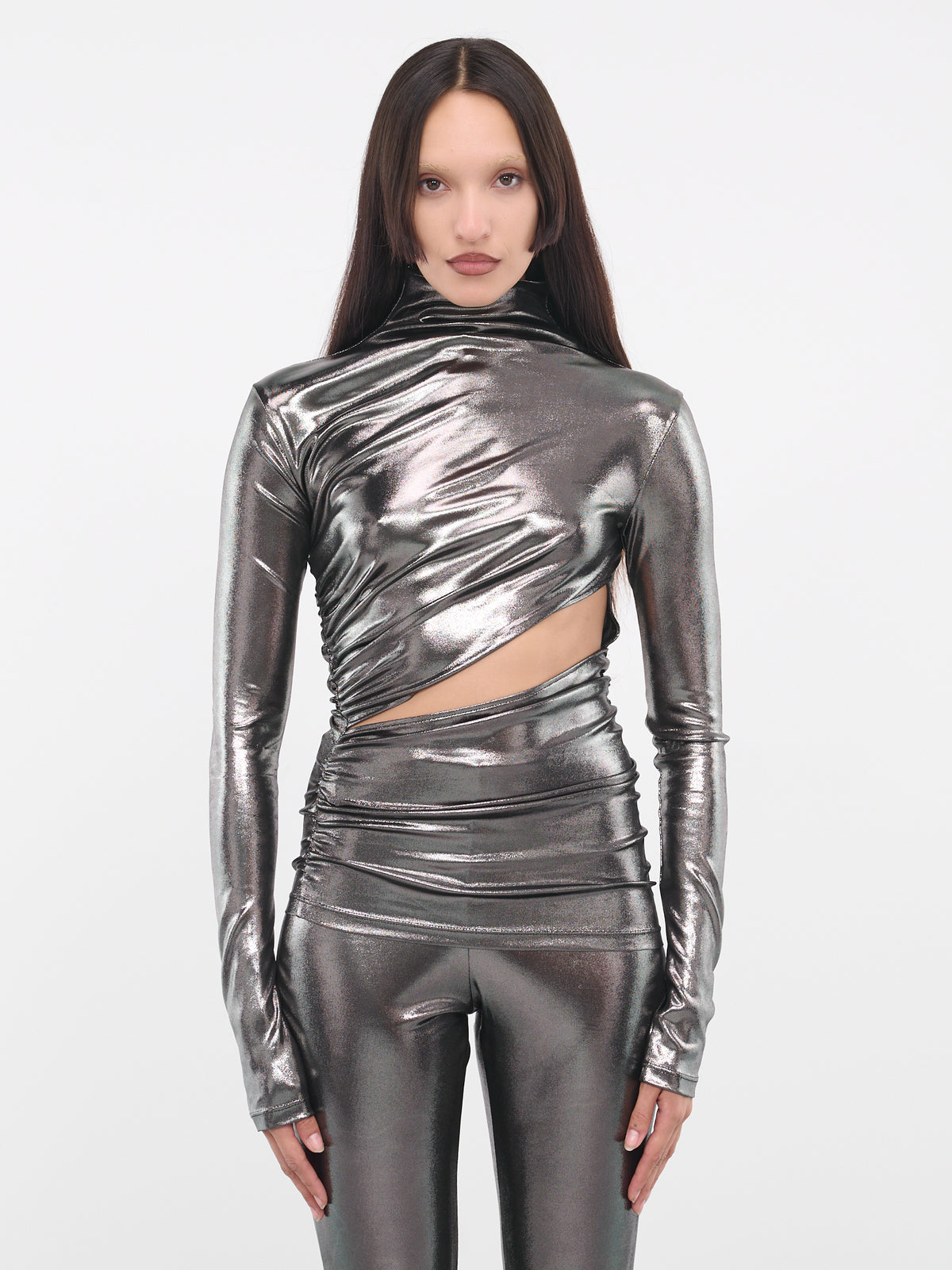 Laminated Drape Top (4-4C039A-N0992-ARGENTO)