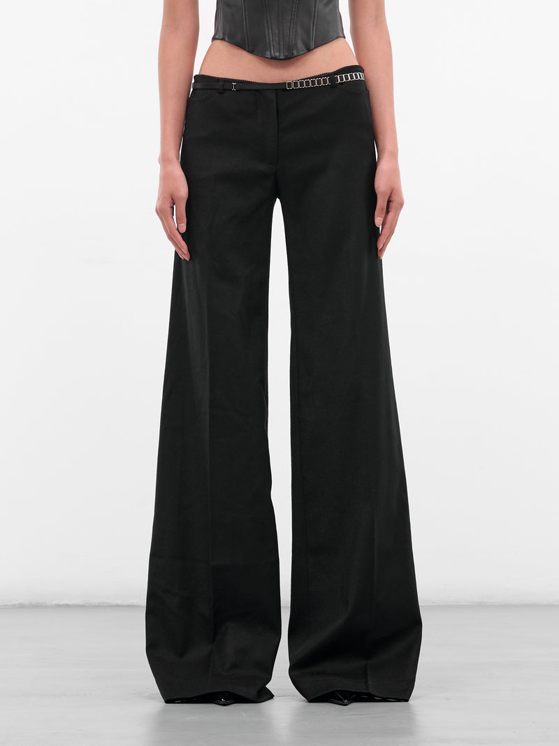 Black Wide Leg Belted Trousers (40-BLACK)