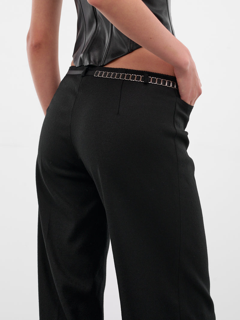 Black Wide Leg Belted Trousers (40-BLACK)