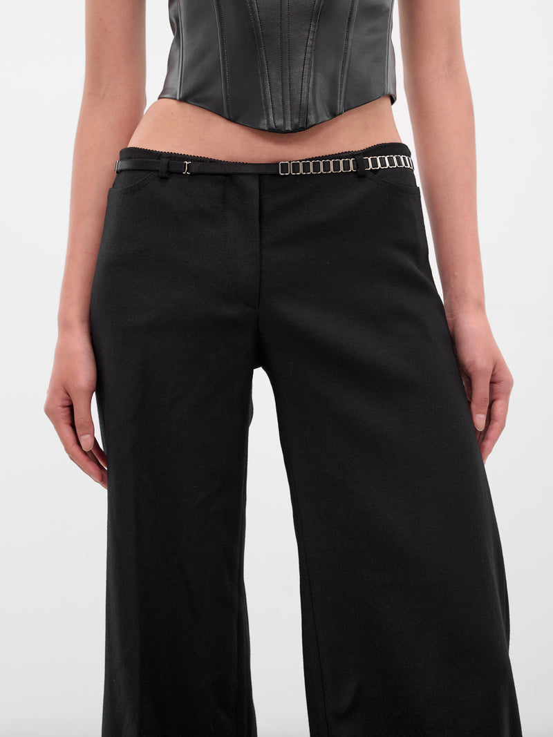 Black Wide Leg Belted Trousers (40-BLACK)